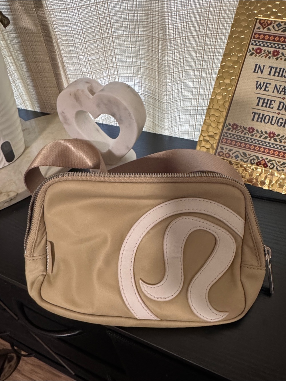 lululemon athletica Tan Crossbody Bag with Cream Logo Accent